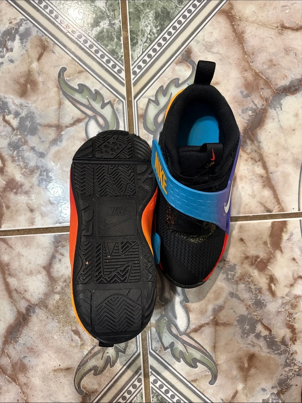 Nike Kids Black Sneakers with Blue Purple and Red Accents